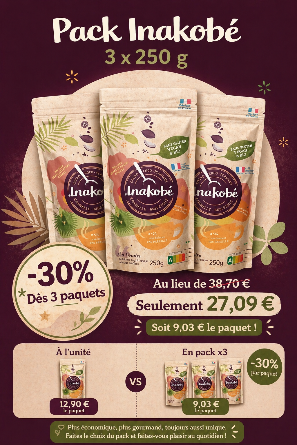 Inakobé 3 paquets 250g- Pack gourmand et sain – Image 2